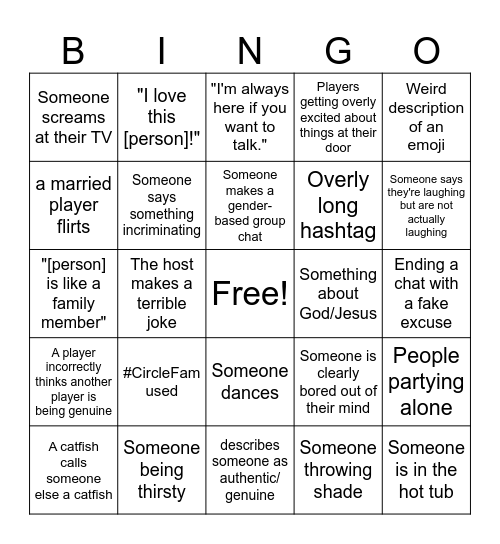 The Circle Bingo Card
