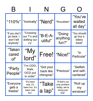 Zachary Bingo Card