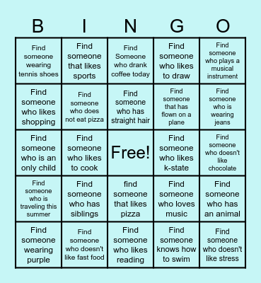 Getting to Know You Bingo Card