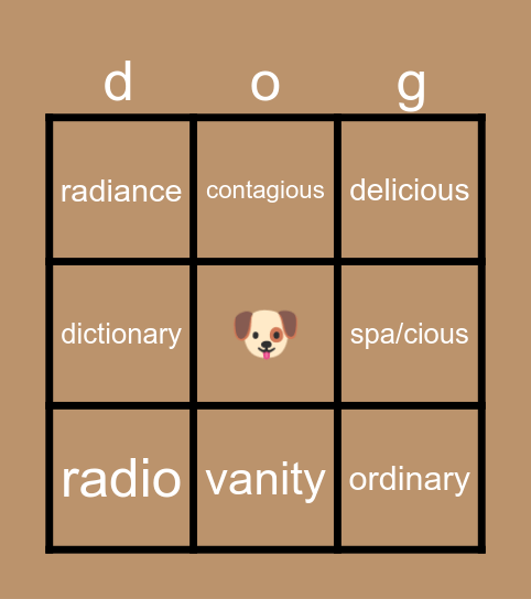 dog! Bingo Card