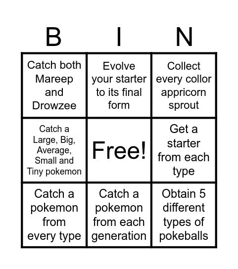 Cobblemon Bingo Card