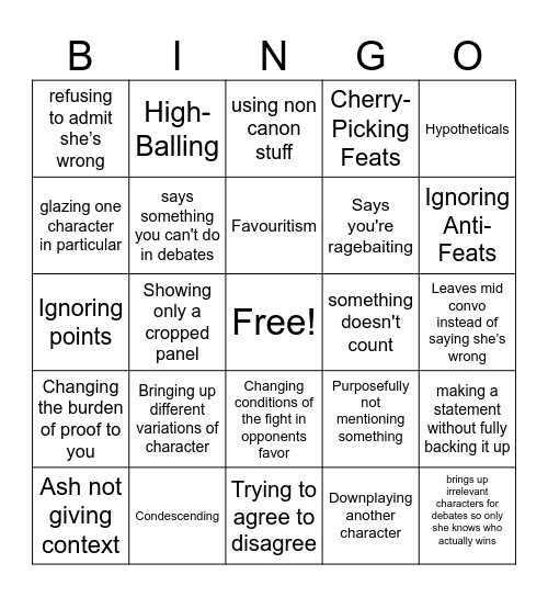 Powerscaling Bingo Card