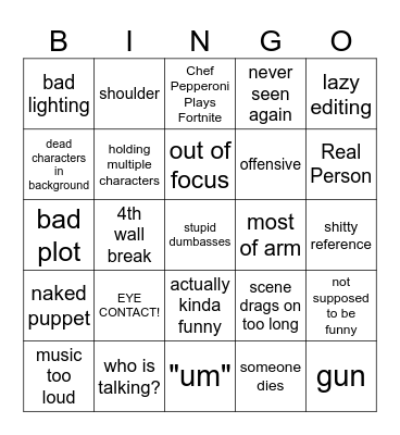 Old Puppet Pals Productions Bingo Card