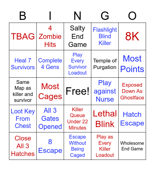 Dbd 2v8 Bingo Card