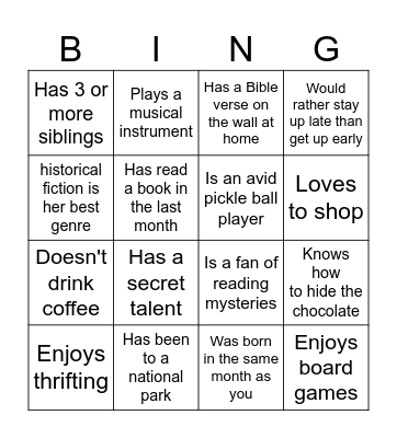 Get to Know You Bingo Card