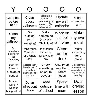 Productivity Bingo Card
