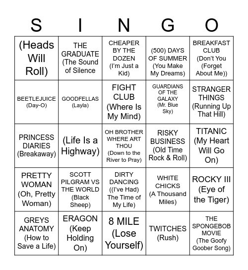Soundtrack Deja Vu: X Pattern to win Bingo Card