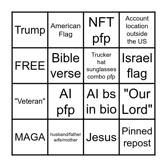 MAGA Twitter BINGO Card
