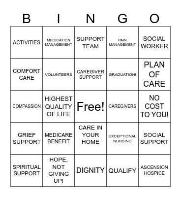 ASCENSION BINGO Card