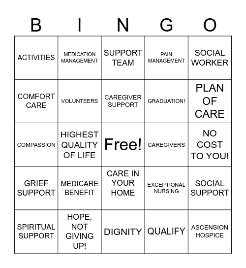 ASCENSION BINGO Card