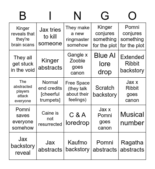 The Last Act Bingo Card