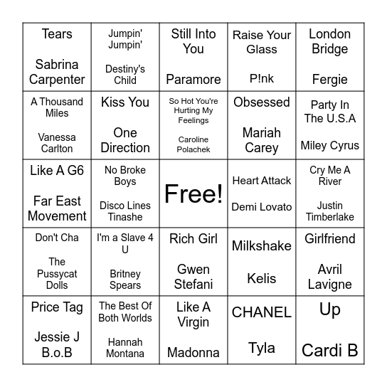 OTTO Drag Music Bingo! Round 2 Bingo Card
