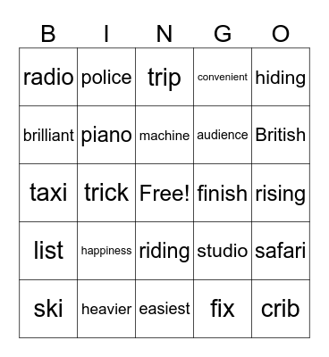 'i' Spelling BINGO! Bingo Card