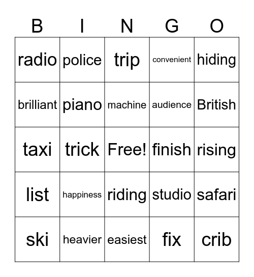 'i' Spelling BINGO! Bingo Card