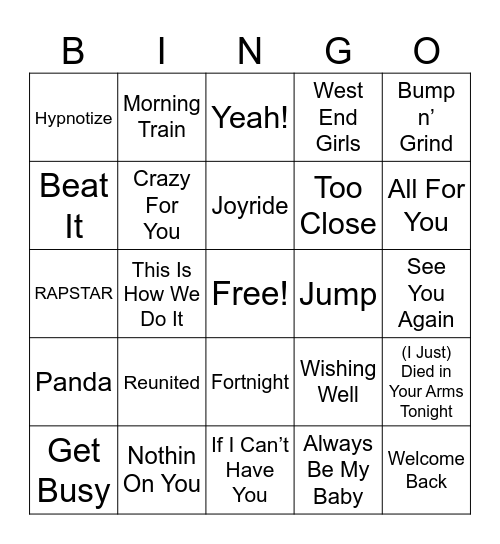 1975-2025 Number Ones Bingo Card