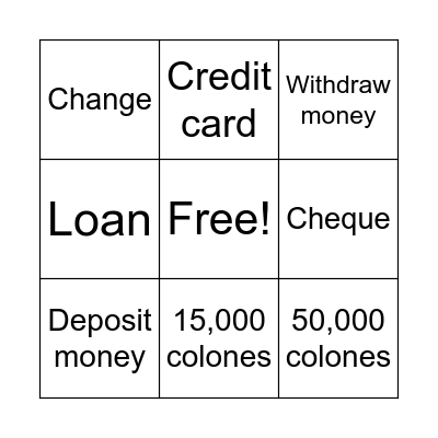 The Bank Bingo Card