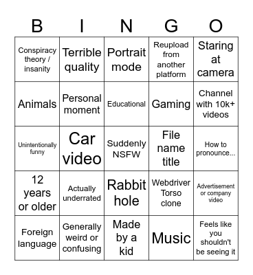 PetitTube Bingo REMASTERED! Bingo Card