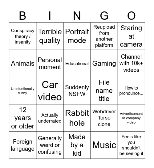 PetitTube Bingo REMASTERED! Bingo Card