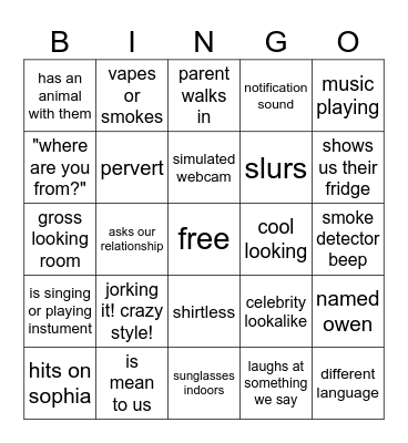 omegle Bingo Card