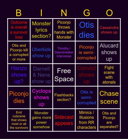 Brawn and Brains Theory Bingo Card