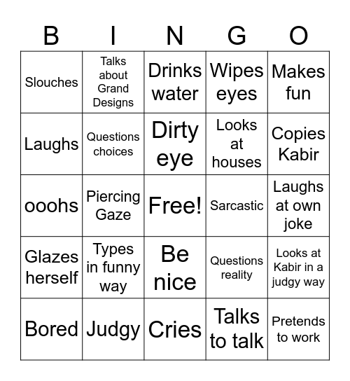 Jasmin Bingo Card