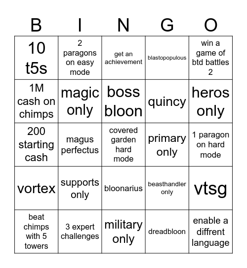 btd6 bingo Card
