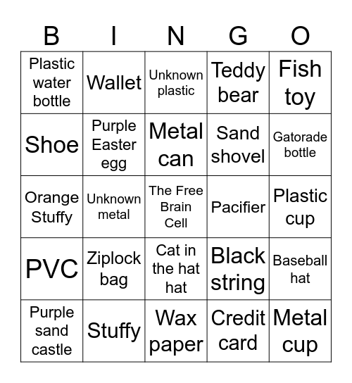 Things Gollum ate! Bingo Card