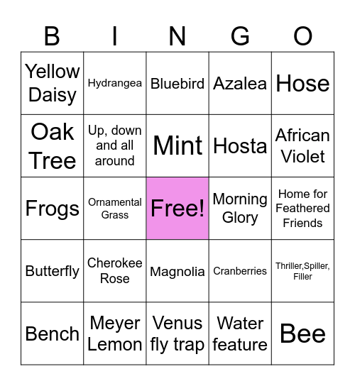 How Does Your Garden Grow? Bingo Card