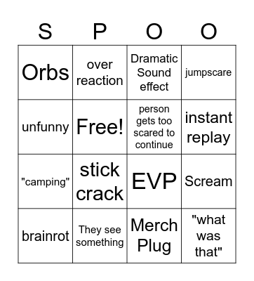 GOHST OOKY SPOOKY Bingo Card