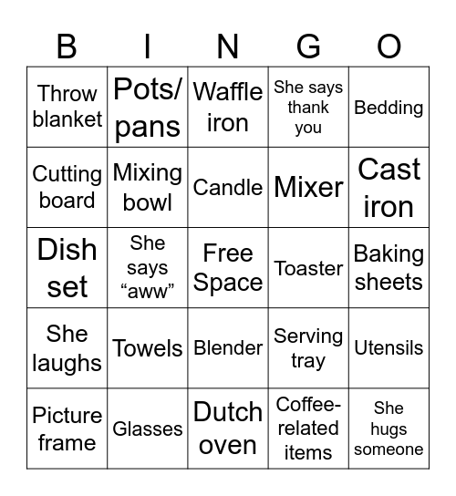 Gift Bingo Card