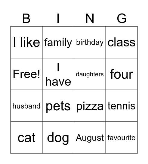 Mi profesora Bingo Card