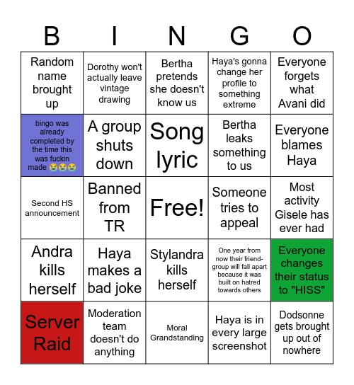 Ohana Cancellation :( Bingo Card