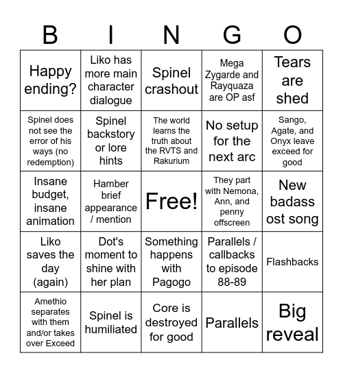 Pokémon Horizons Ep136 Bingo Card