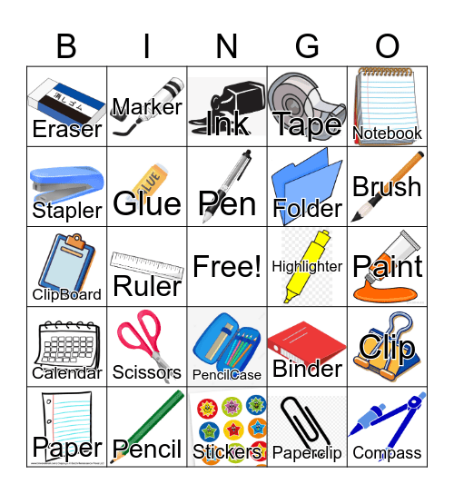 Stationery Bingo Card