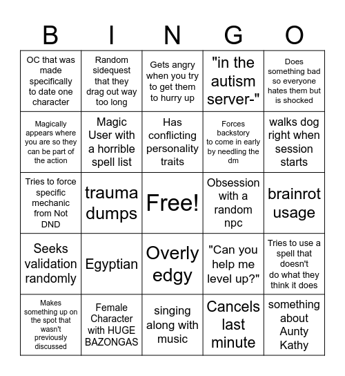 Bat Bingo Card