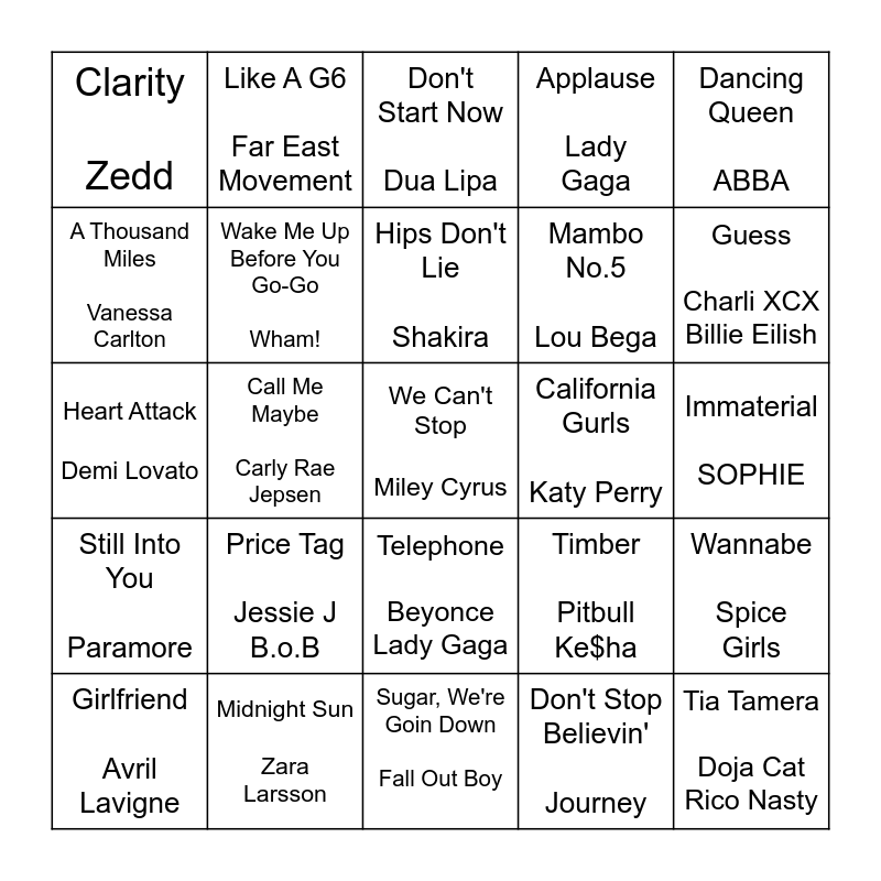 3B Bingo Card