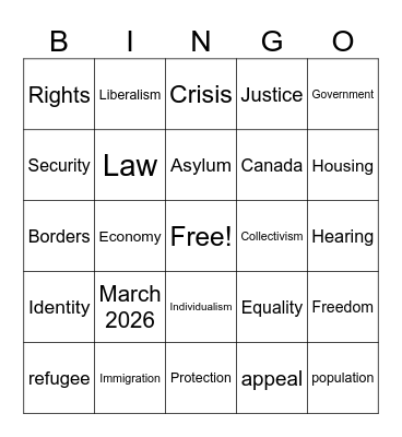 Immigration Bingo! Bingo Card