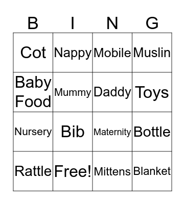 BABY BINGO Card