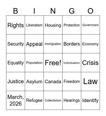 Bill C-12 bingo Card