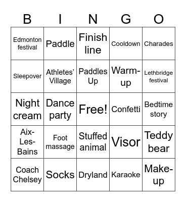Sistership Pajama Party Bingo Card