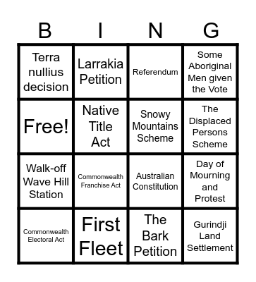 Changes to Rights Bingo Card