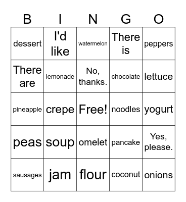 FOOD Bingo Card