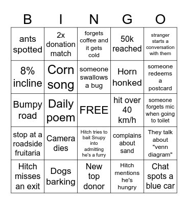Random Tandem - Day 25 (final day) Bingo Card