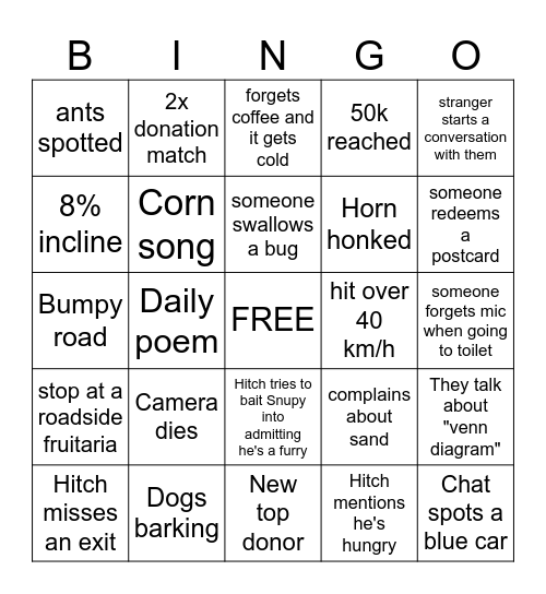 Random Tandem - Day 25 (final day) Bingo Card