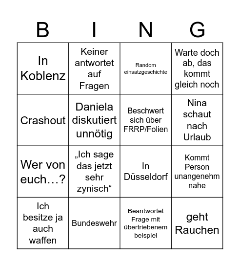 FRRP fiebertraum Bingo Card