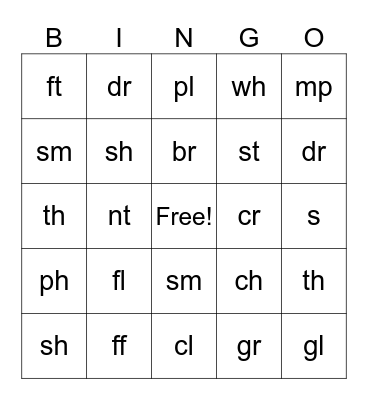 Blends Bingo Card