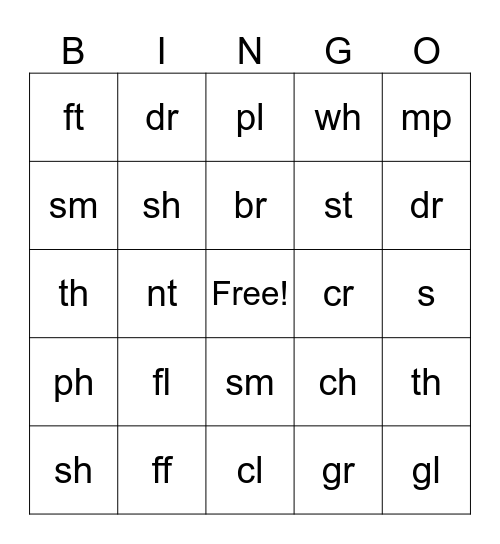 Blends Bingo Card