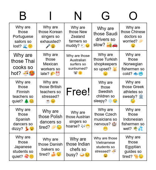 B11 L17 Why are those Turkish shopkeepers so upset? 🕌😠 Bingo Card