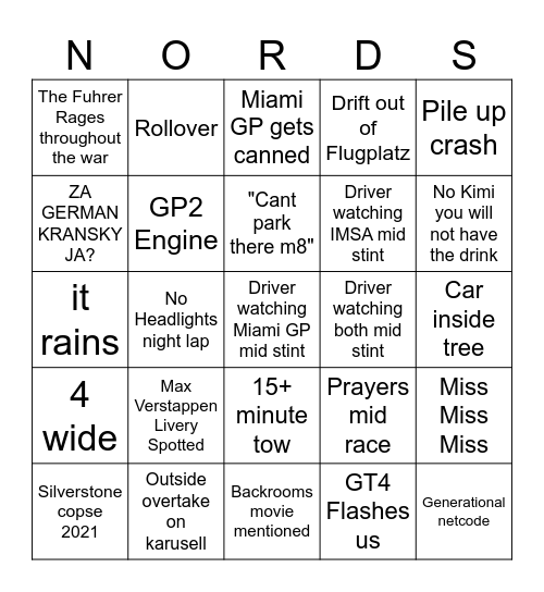 N24 Team Meatball v2 Bingo Card