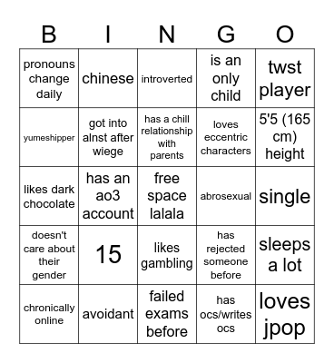 VALE BINGO Card